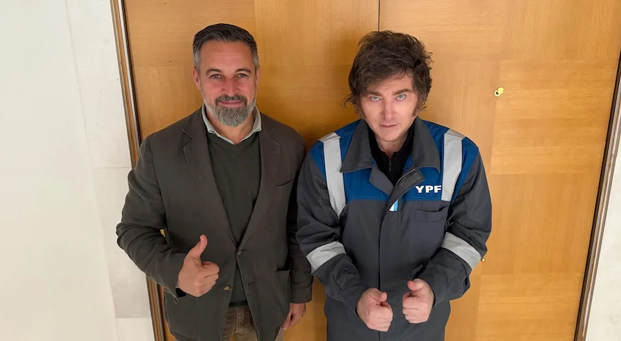 Santiago Abascal y Javier Milei en una reunión en Madrid | Foto de las redes sociales de Santiago Abascal