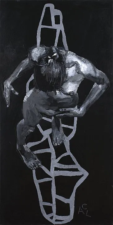 2010 - Alberto Castro Leñero, Figura Gris, Acrílico sobre tela, 160 X 80 cms