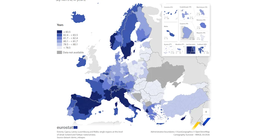 Mapa interactivo ofrecido por Eurostat | Foto de UE